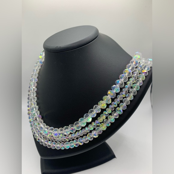 Donna Dressler 1980’s Graduated AB Crystal Bead Necklace 22” - Picture 9 of 13